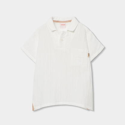 Polo em Musselina de Algodão Branco