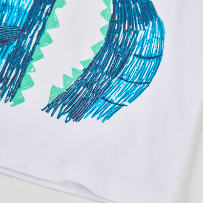 T-shirt Manga Curta Crocodilo com Coroa
