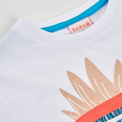 T-shirt Manga Curta Crocodilo com Coroa