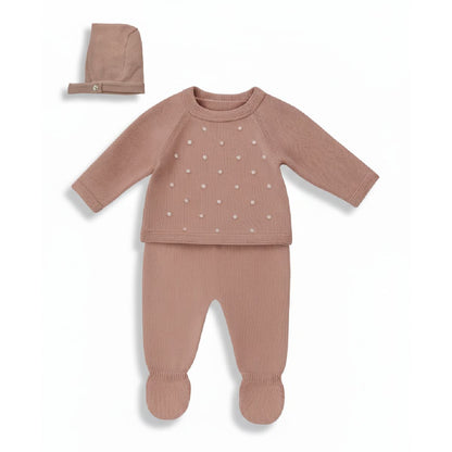 Conjunto Malha Pipoca Rosa Velho