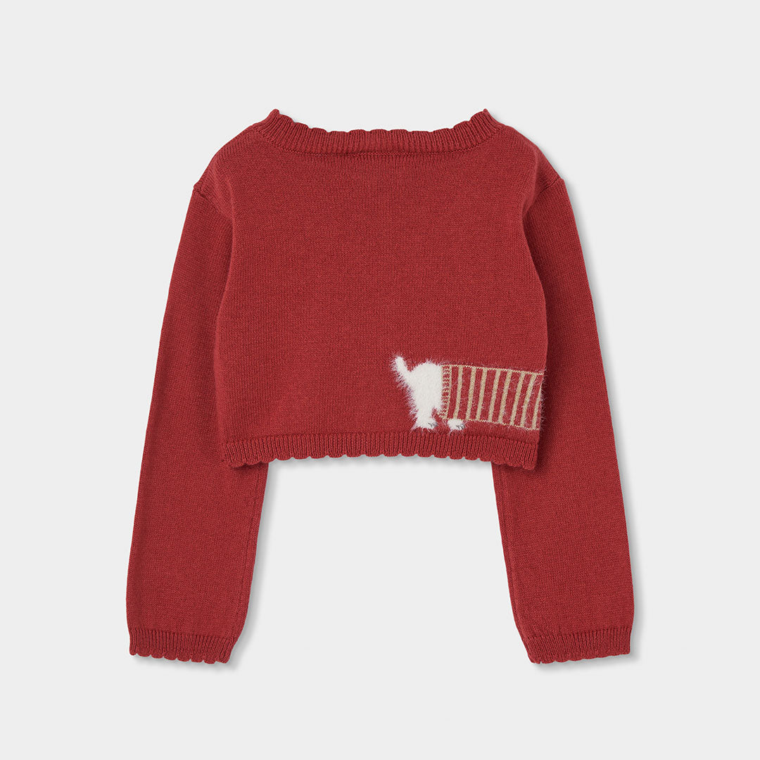 Casaco de Malha Vermelho com Estampado de Cãozinho