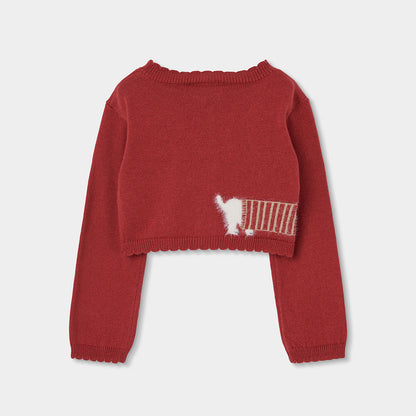Casaco de Malha Vermelho com Estampado de Cãozinho