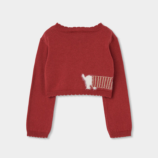 Casaco de Malha Vermelho com Estampado de Cãozinho