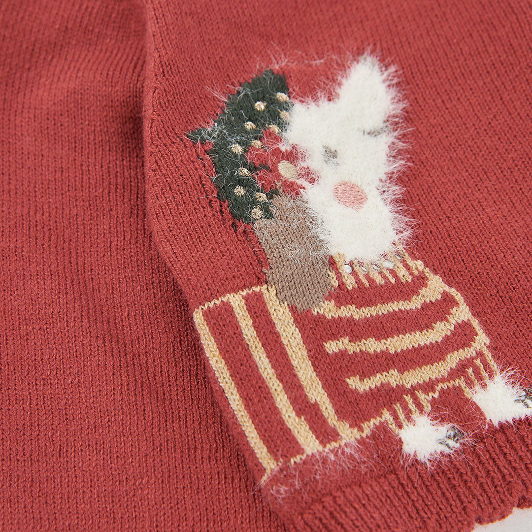 Casaco de Malha Vermelho com Estampado de Cãozinho