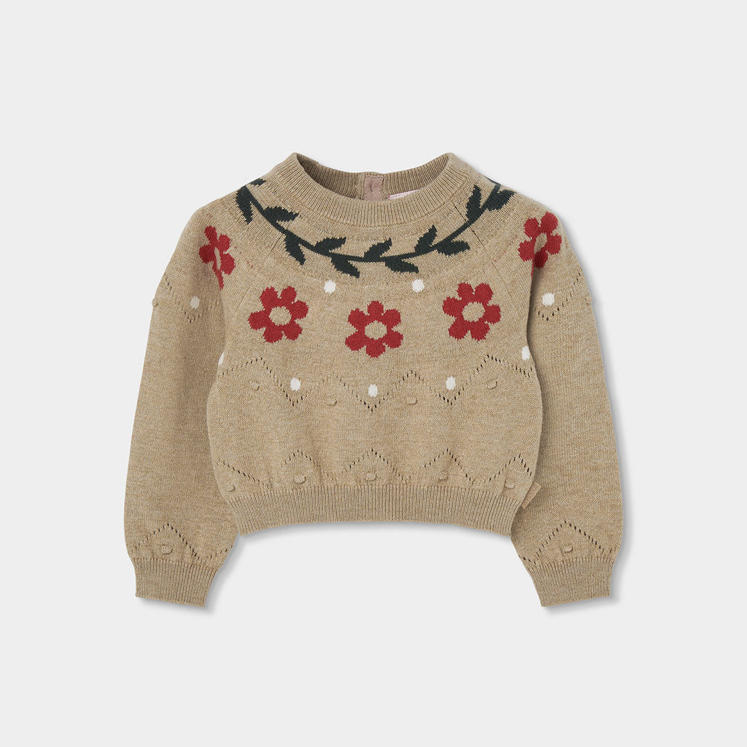 Camisola Bege Estampado de Flores