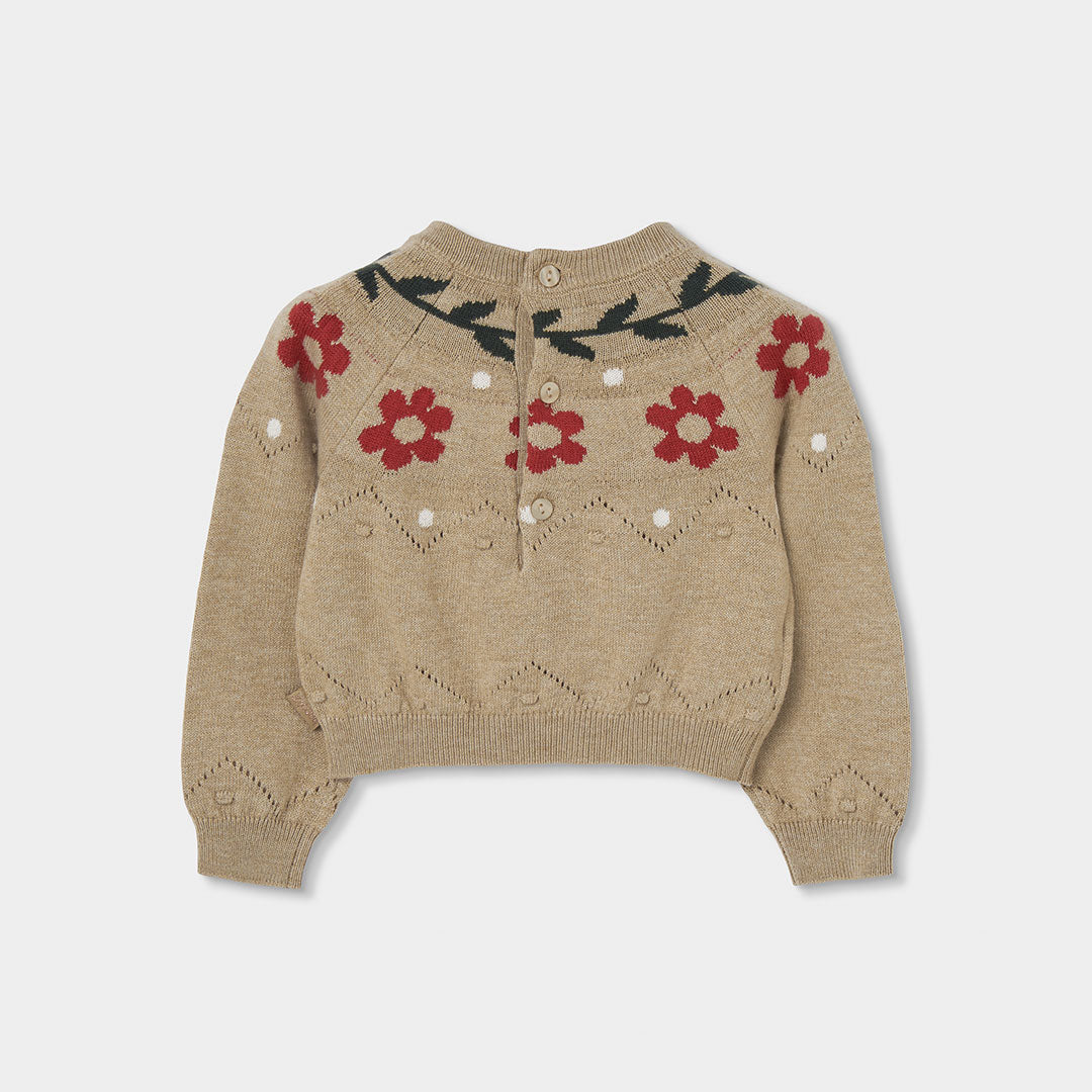 Camisola Bege Estampado de Flores