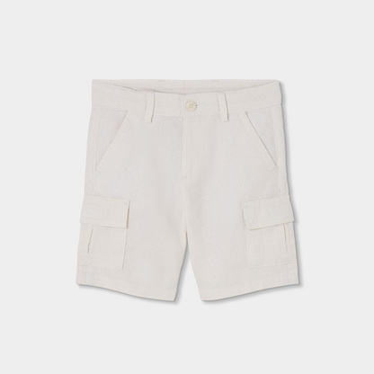 Calções de Linho Cargo Branco