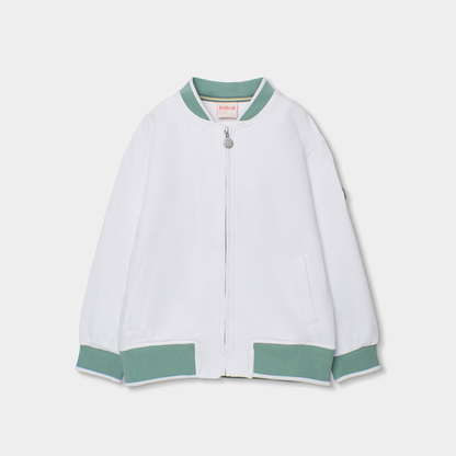 Casaco Sem Capuz Branco com Detalhes Verdes