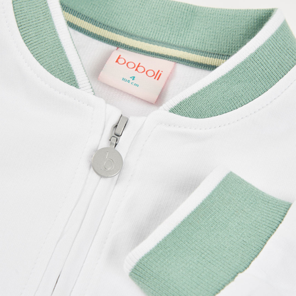 Casaco Sem Capuz Branco com Detalhes Verdes