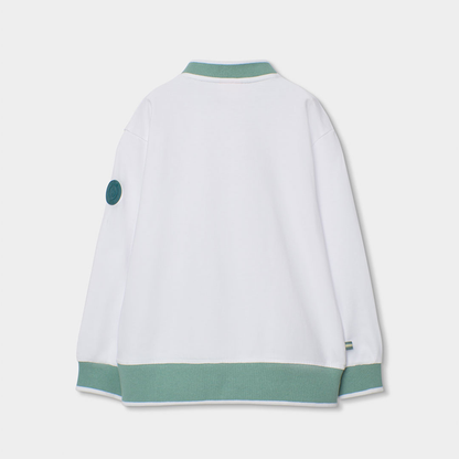 Casaco Sem Capuz Branco com Detalhes Verdes