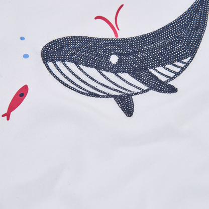 T-shirt de Algodão Branco Baleia