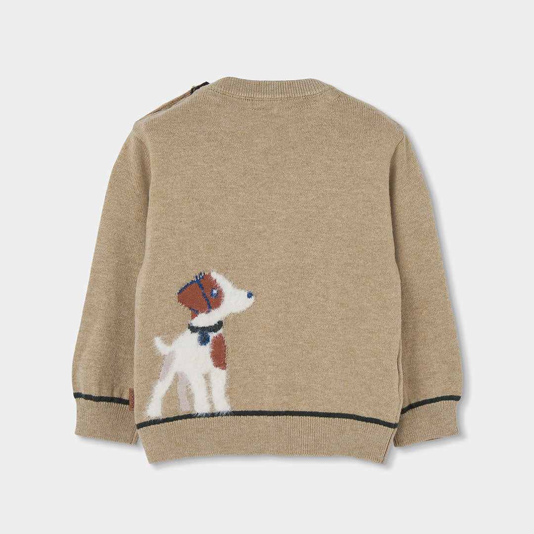 Camisola Bege Estampado de Cão