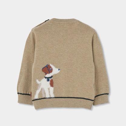 Camisola Bege Estampado de Cão