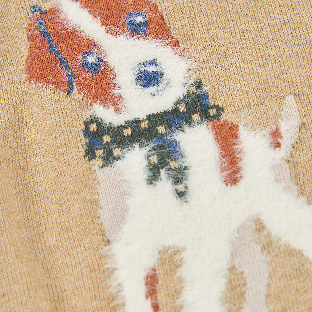 Camisola Bege Estampado de Cão