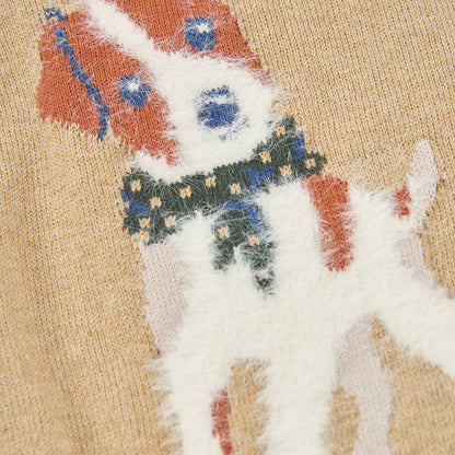 Camisola Bege Estampado de Cão