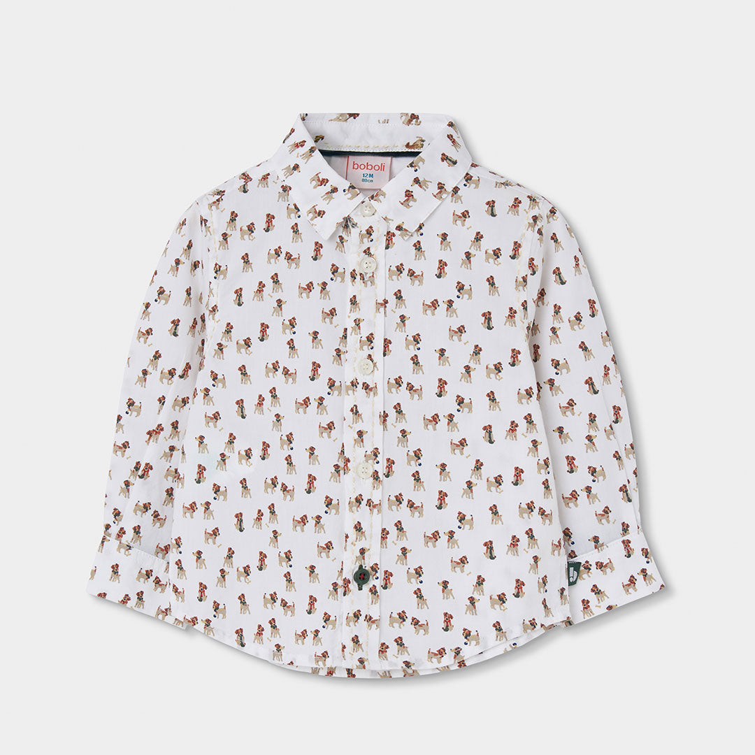 Camisa Branca com Estampado de Cães