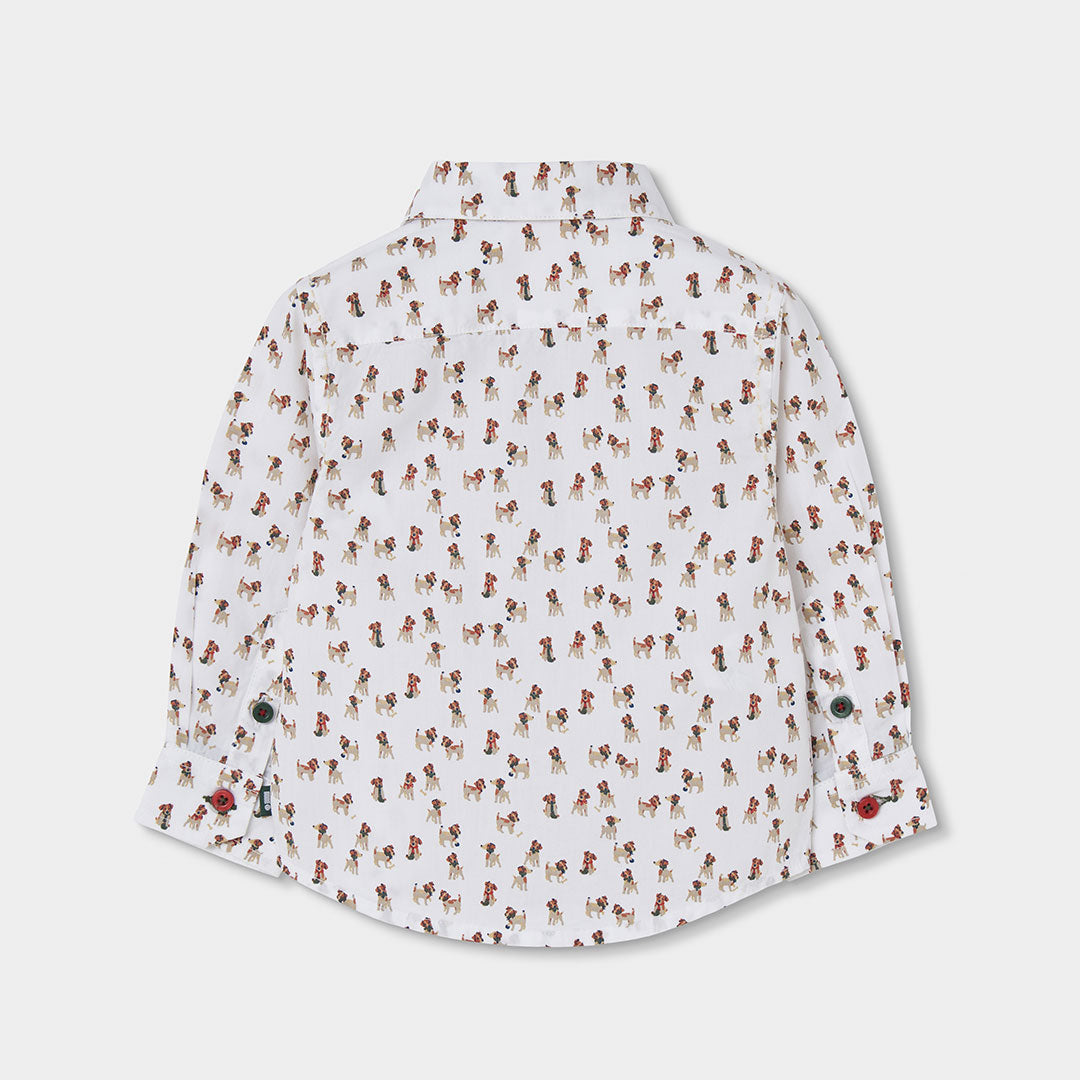 Camisa Branca com Estampado de Cães