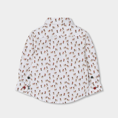 Camisa Branca com Estampado de Cães