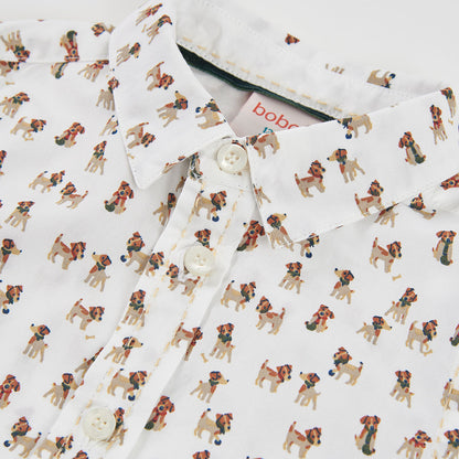 Camisa Branca com Estampado de Cães