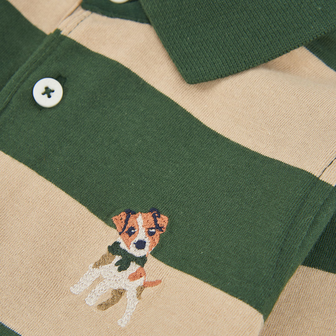 Polo de Manga Comprida Às Riscas com Bordado Cão