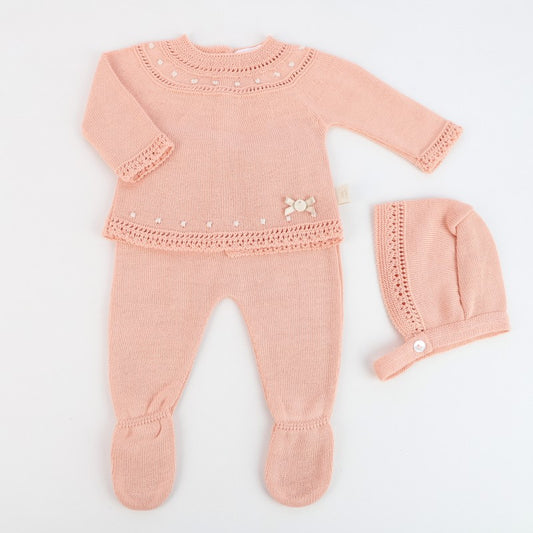 Conjunto de 3 peças em Malha Rosa