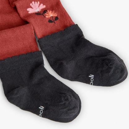 Collants de Malha Laranja com Flores