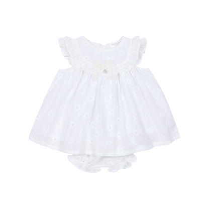 Vestido com Tapa Fraldas em Algodão Branco
