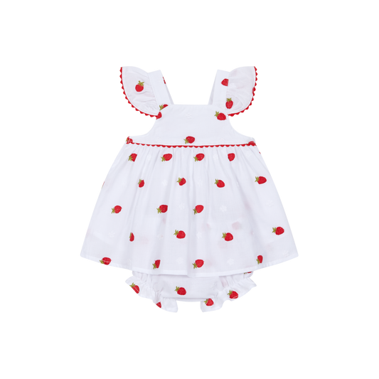 Vestido com Tapa fraldas Morangos