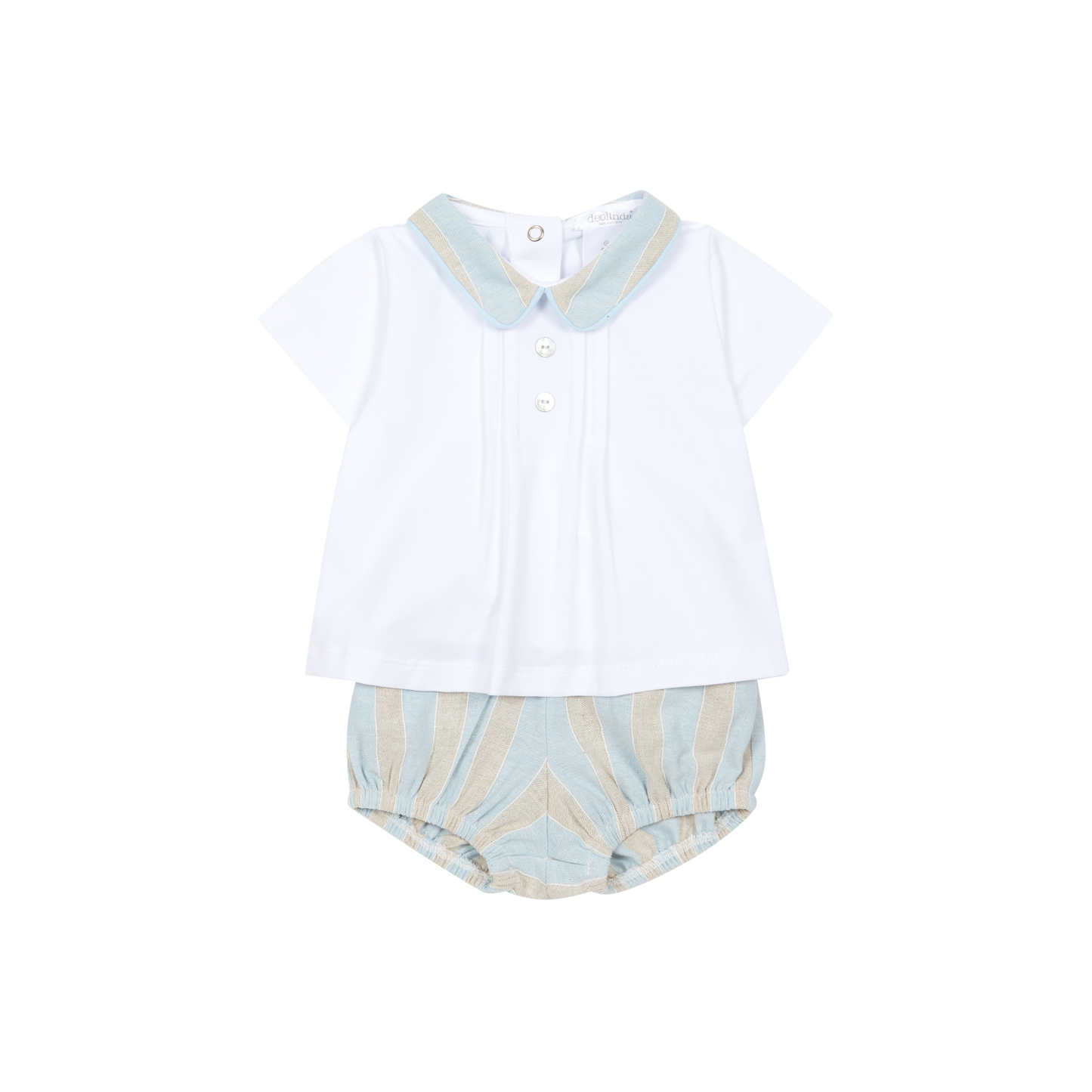 Conjunto T-shirt e Fofo Azul e Bege