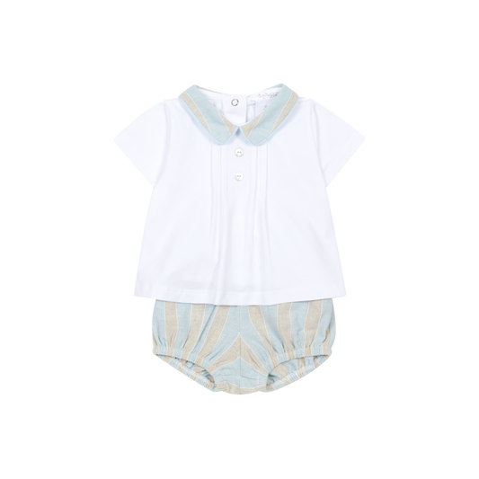 Conjunto T-shirt e Fofo Azul e Bege