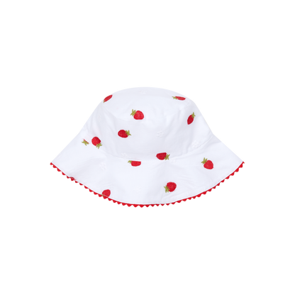 Chapéu de Bebé com Bordado de Morangos – Proteção Solar e Estilo