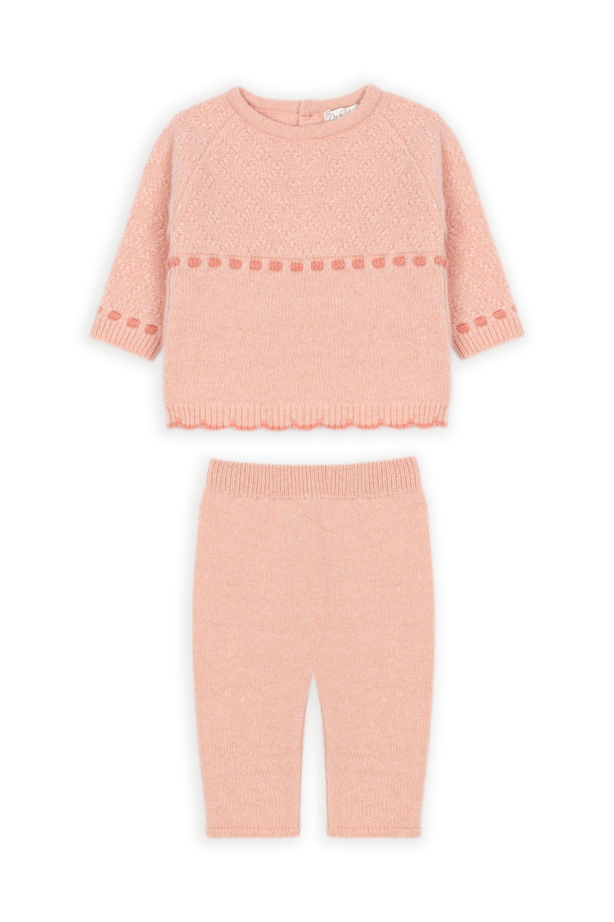 Conjunto de Malha Texturizada com Pipocas Rosa Velho