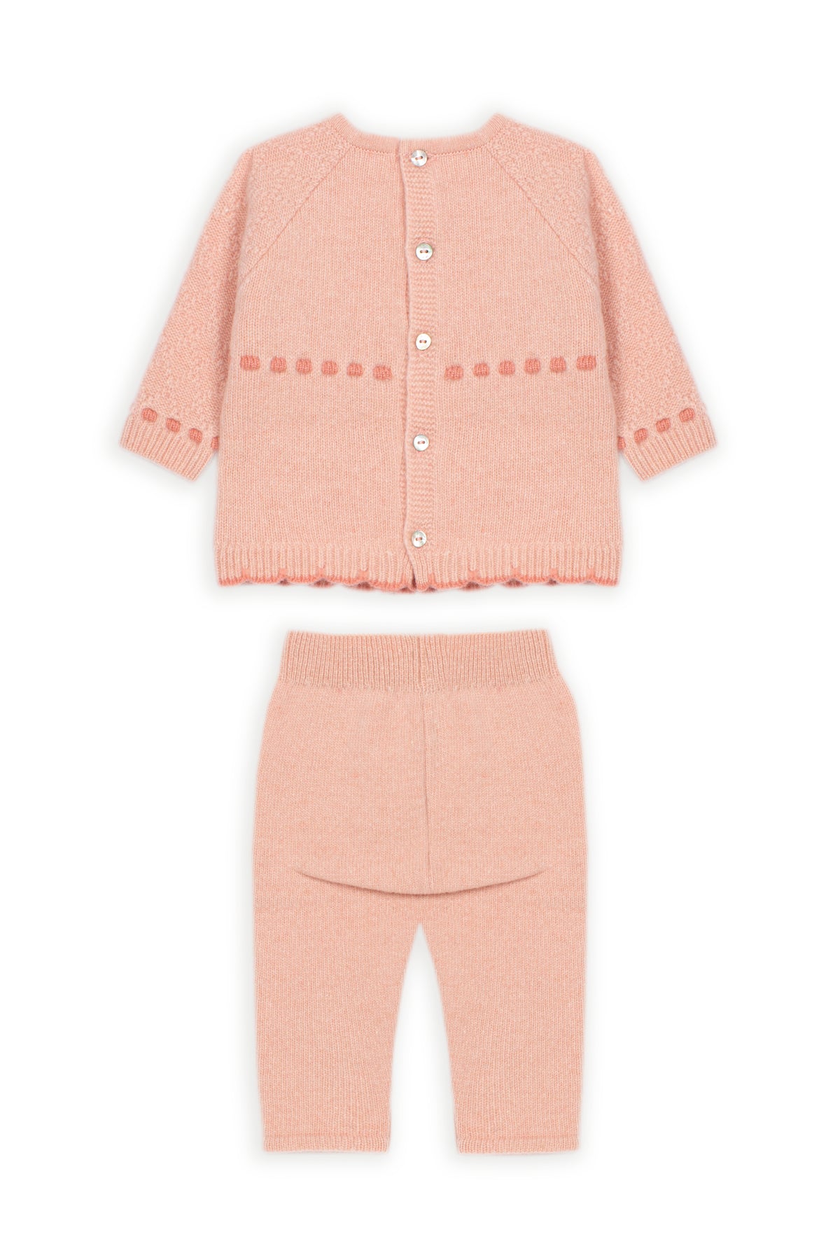 Conjunto de Malha Texturizada com Pipocas Rosa Velho