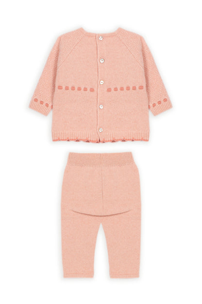 Conjunto de Malha Texturizada com Pipocas Rosa Velho