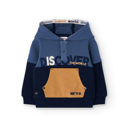 Sweatshirt Com Capuz Cardada Azul