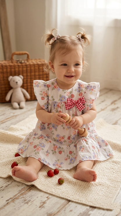 Vestido com Tapa Fraldas com Morangos