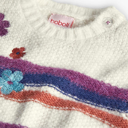 Camisola de Malha Branca com Flores