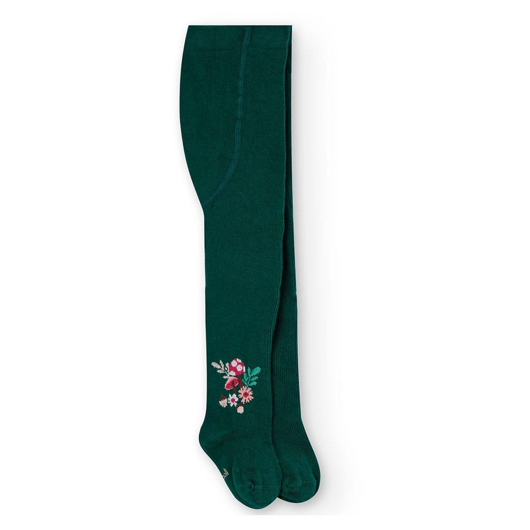 Collant de malha verde com flores | BOBOLI