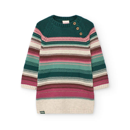 Vestido de Malha Às Riscas Multicolor