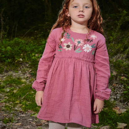 Vestido Muselina Floral Rosa