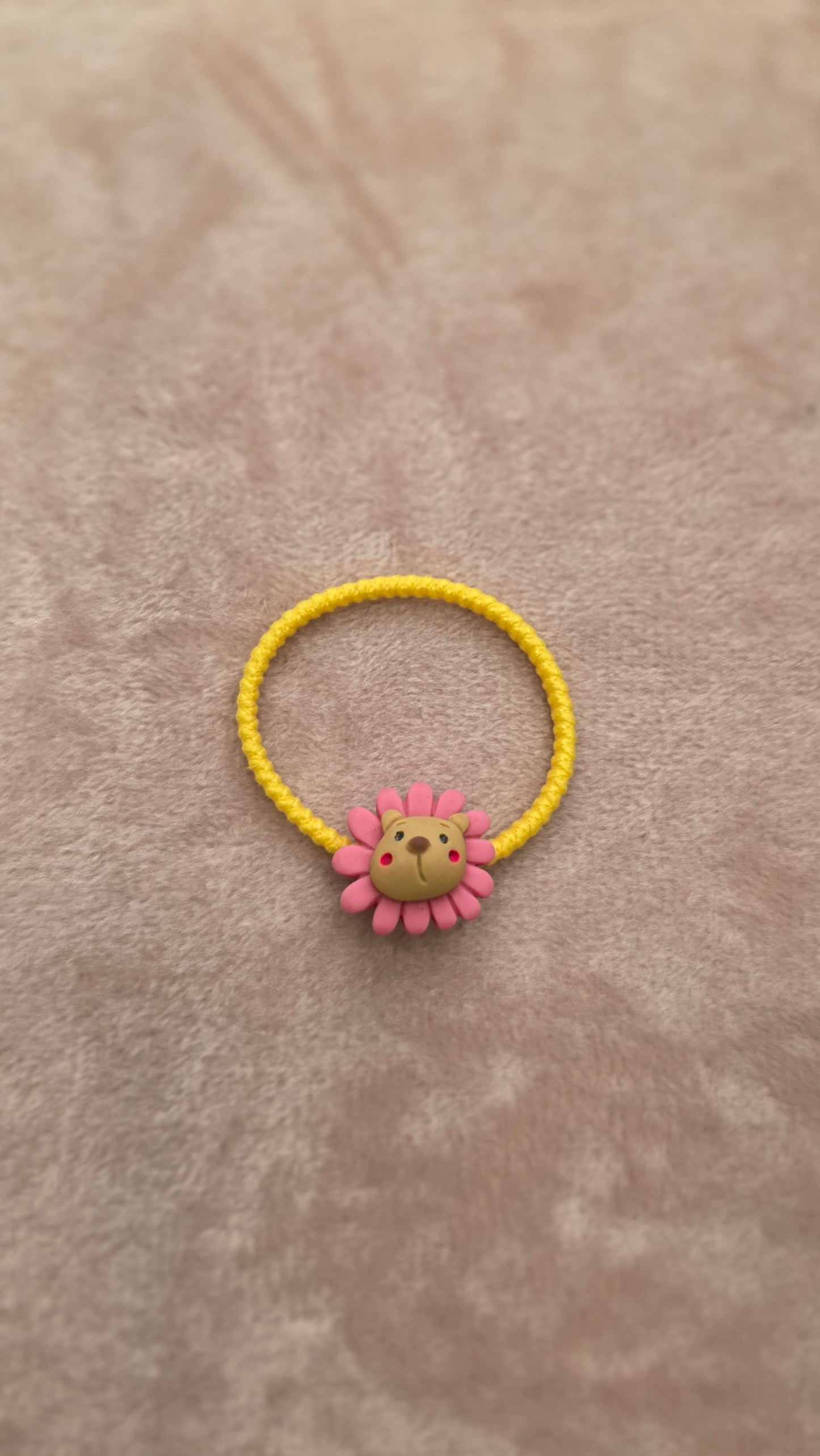 Conjunto de Elásticos de Cabelo Leão e Flor - Amarelo