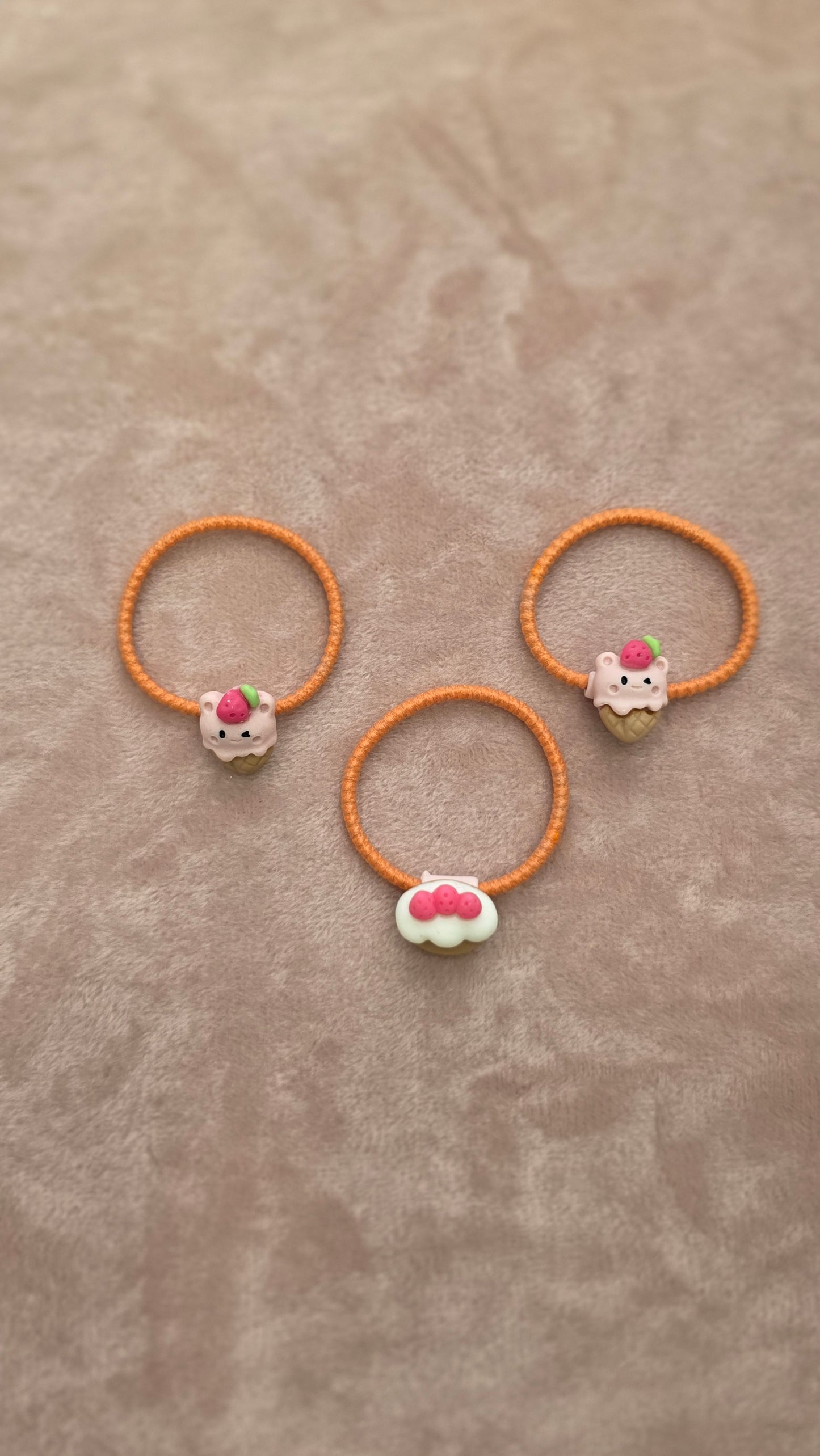 Conjunto de Elásticos de Cabelo Gelado e Cupcake - Laranja