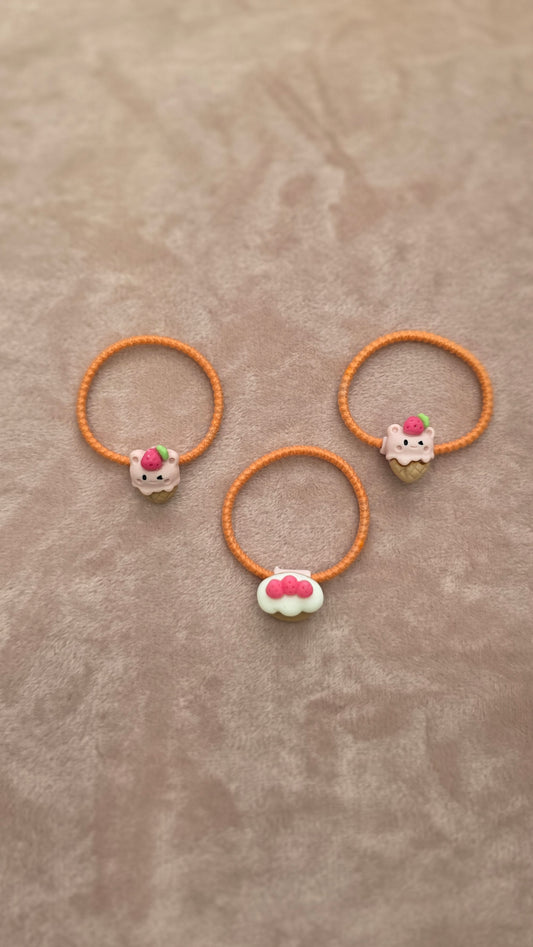 Conjunto de Elásticos de Cabelo Gelado e Cupcake - Laranja