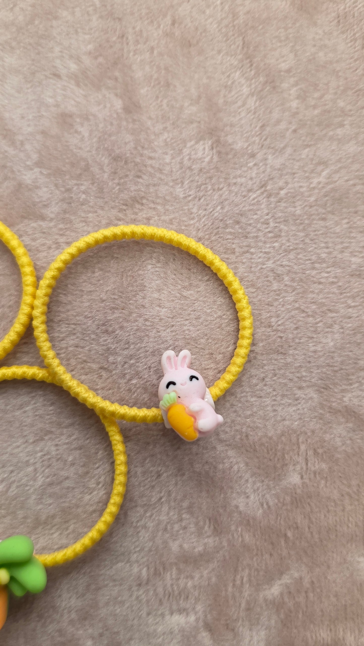 Conjunto de Elásticos de Cabelo Coelhinho e Palmeira - Amarelo