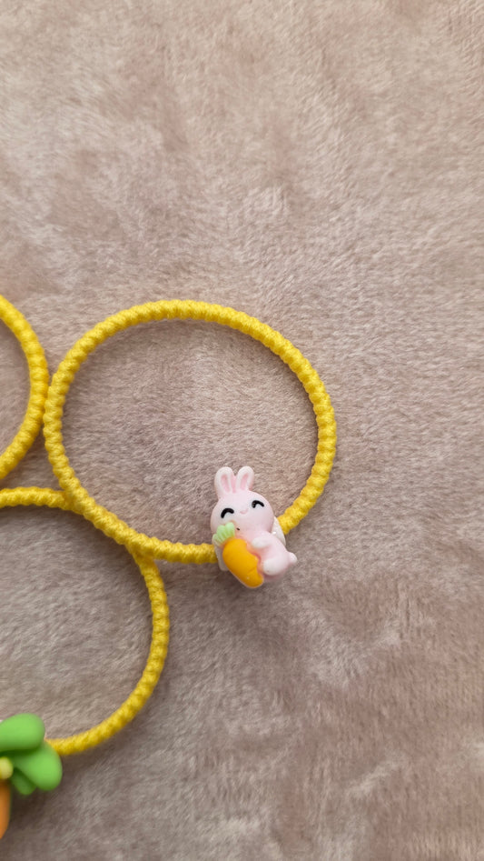 Conjunto de Elásticos de Cabelo Coelhinho e Palmeira - Amarelo