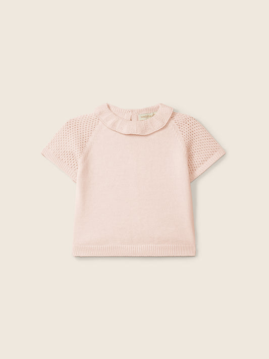 Conjunto Camisola e Tapa Fraldas em Malha Fina de Algodão