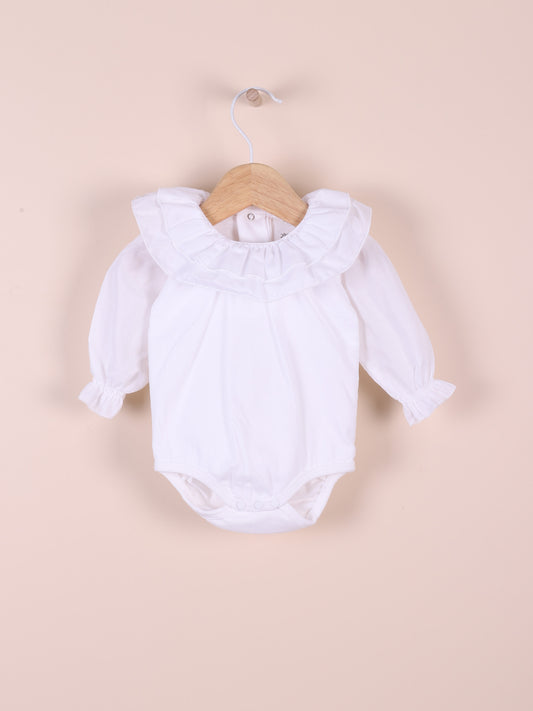 Body com Gola Folhos Branco