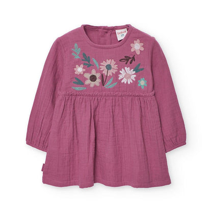 Vestido Muselina Floral Rosa