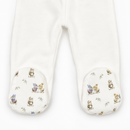 Conjunto Duas Peças Camisola e Calças Com Pés Esquilos