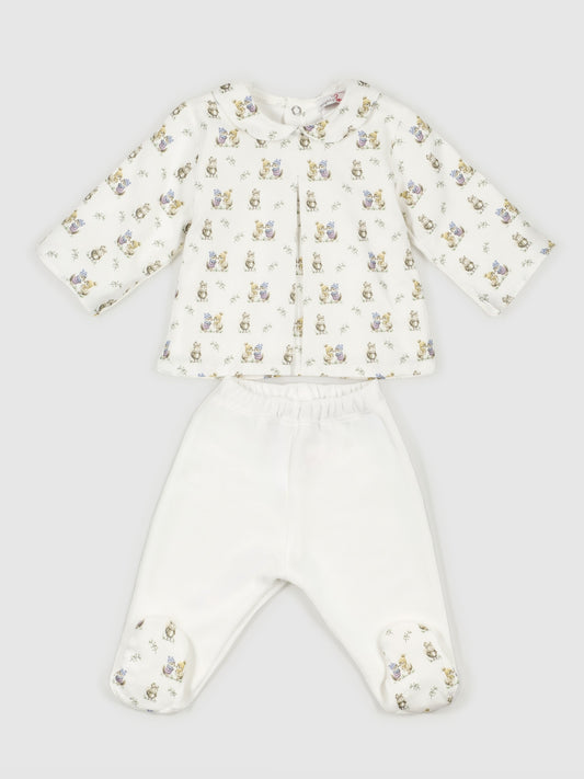 Conjunto Duas Peças Camisola e Calças Com Pés Esquilos
